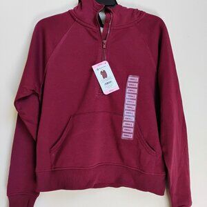 Size small kangaroo pocket, cotton blend fleece fabric hoodie.